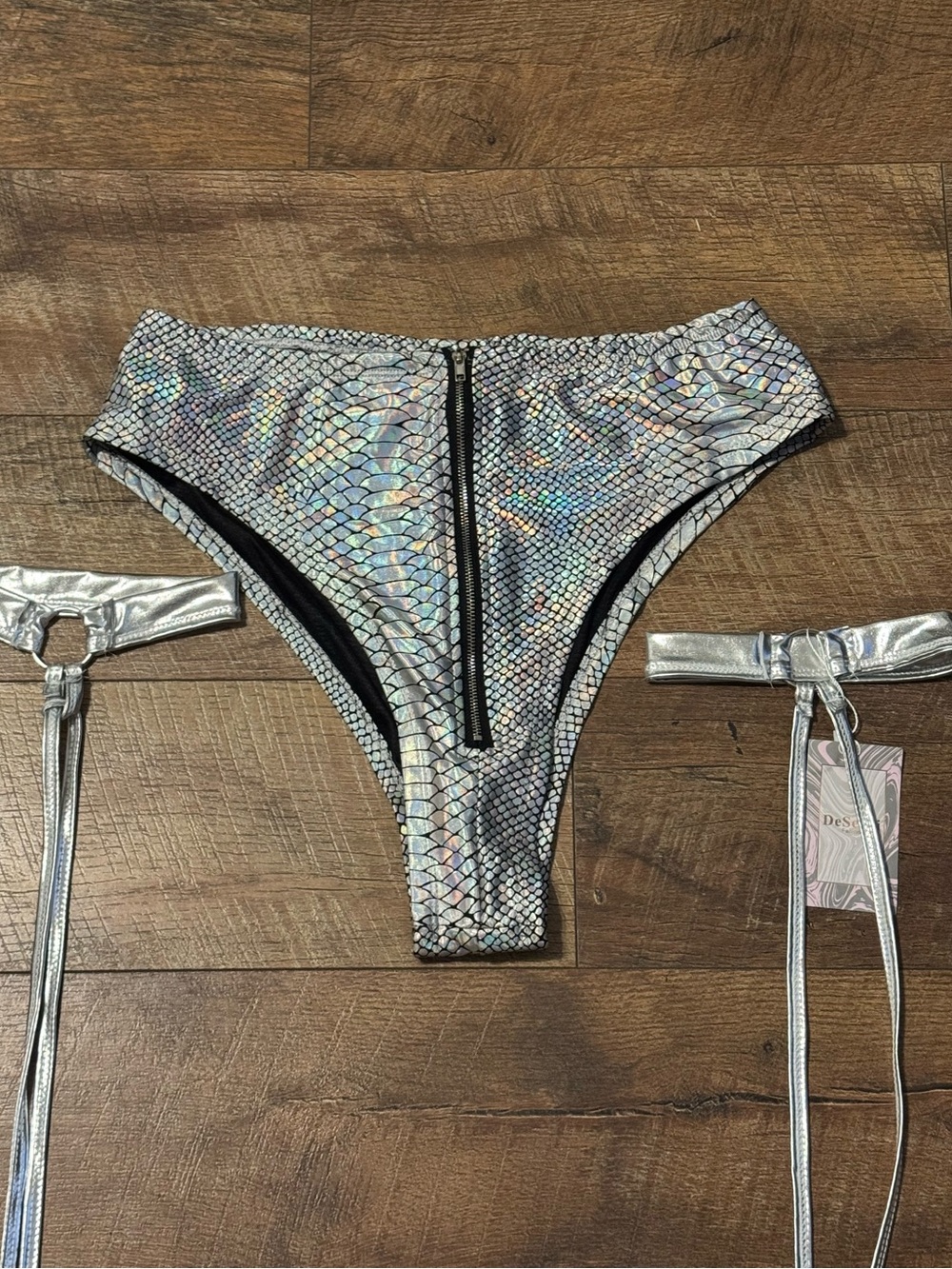 Holographic Snake-Scale Rave Bottoms and Leg Wraps NWOT